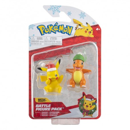 Pikachu and Charmander Holiday Seasonal Battle Figure Pack Pokémon Action Toy
