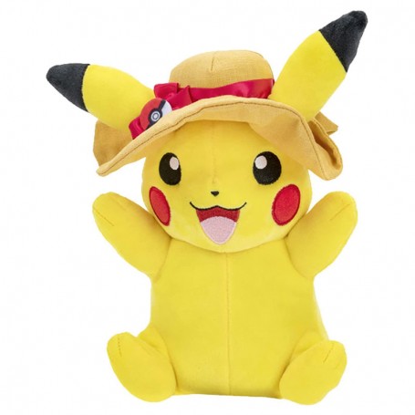 Pikachu chapeau d'été Seasonal Summer Peluche Pokémon - 20cm