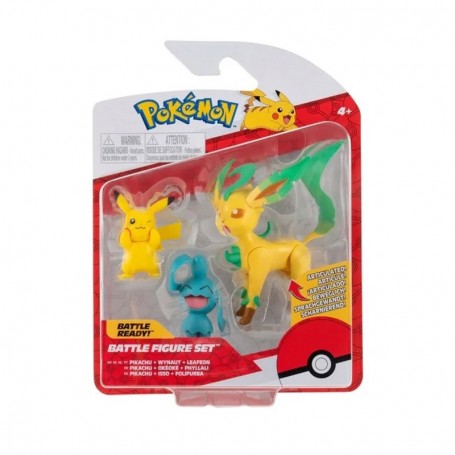 Pikachu Wynaut and Leafeon Battle Figure Set Pokémon